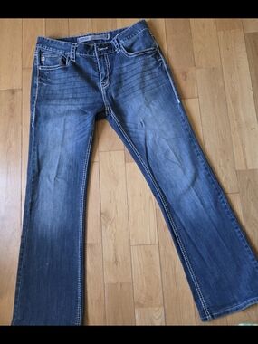 Men's Bootcut Jeans in Washed Blue Denim